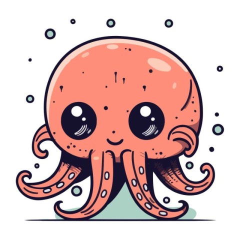 Cute cartoon octopus. Vector illustration in doodle style.