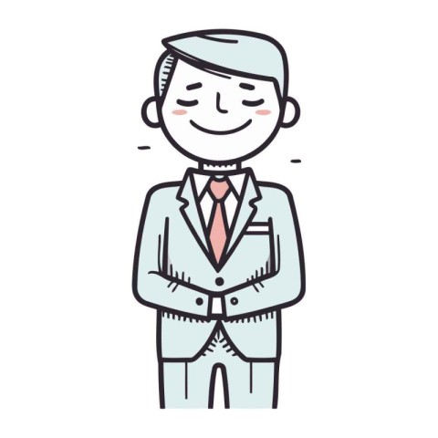 Businessman in suit smiling and looking at the camera. Vector il