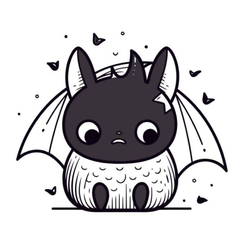 cute little monster with wings kawaii character vector illustrat