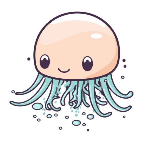 Cute cartoon octopus. Vector illustration isolated on white back