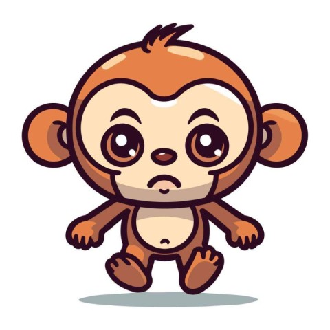 Cute cartoon monkey. Vector illustration isolated on a white bac