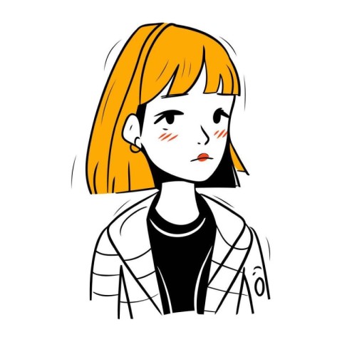 Vector illustration of a woman in comics style. The girl is sad.