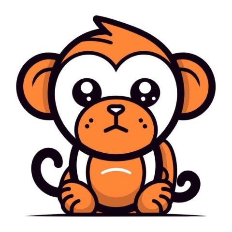 Cute cartoon monkey isolated on a white background. Vector illus