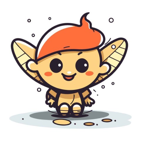 Cute little boy with wings. Vector illustration in cartoon style