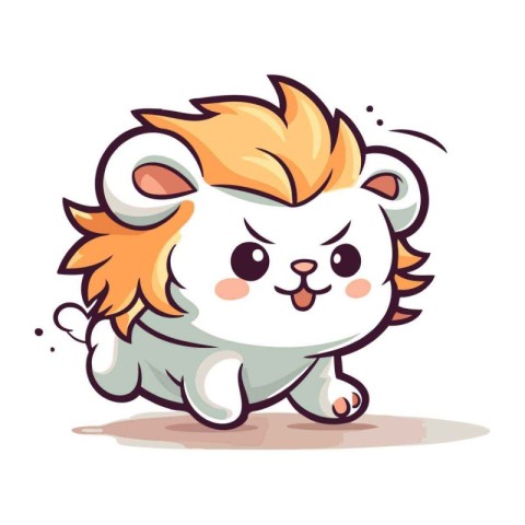 Cute little lion cartoon character. Vector illustration isolated