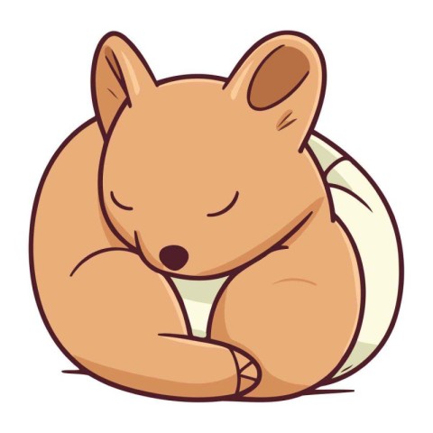 Cute little hamster sleeping on white background. Vector illustr