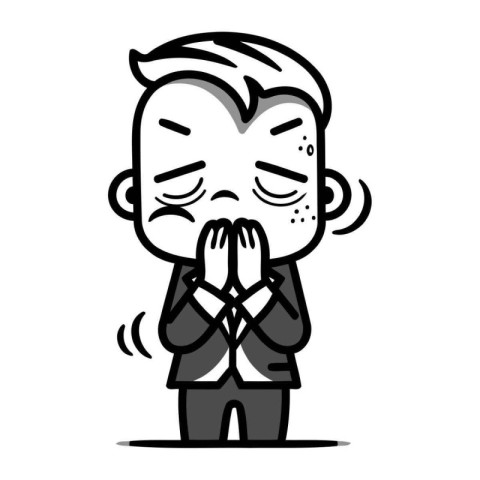 Businessman Crying   Cartoon Vector Illustration