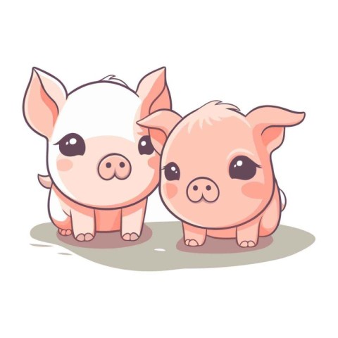 Cute cartoon pigs. Vector illustration isolated on a white backg