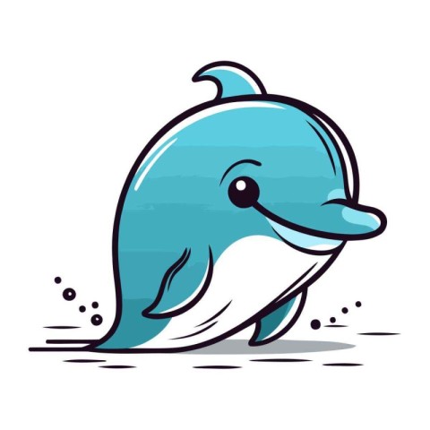 Cartoon dolphin. Vector illustration. Isolated on white backgrou