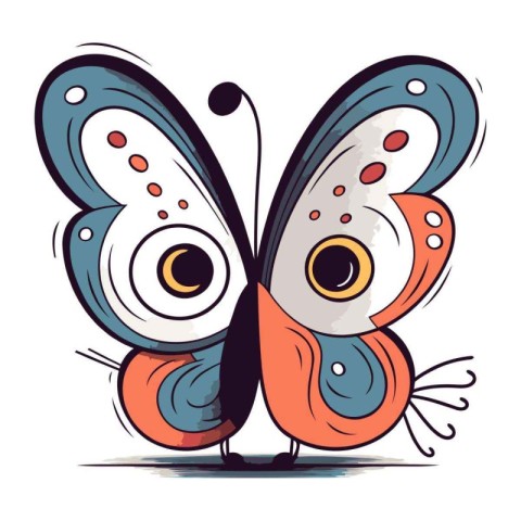 Cute cartoon butterfly isolated on a white background. Vector il