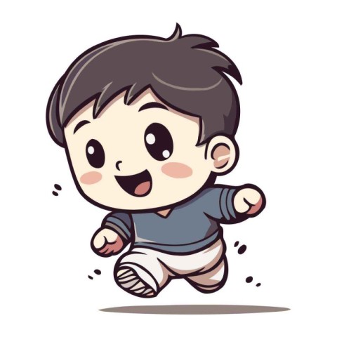 Vector Illustration of a Cute Baby Boy Running and Smiling