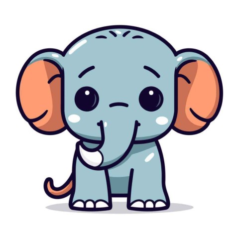 Cute cartoon elephant. Vector illustration isolated on a white b