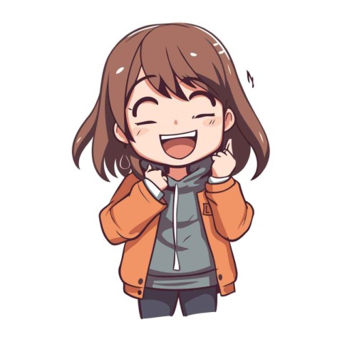 Illustration of a Cute Cartoon Girl Wearing Warm Clothes