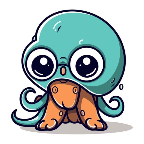 Cute cartoon octopus character. Vector illustration eps 10.