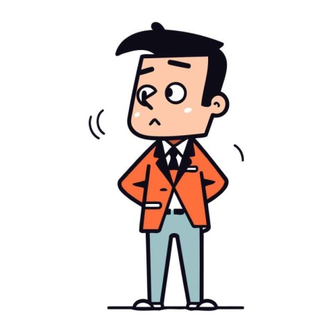 Sick businessman cartoon character. Vector illustration in doodl