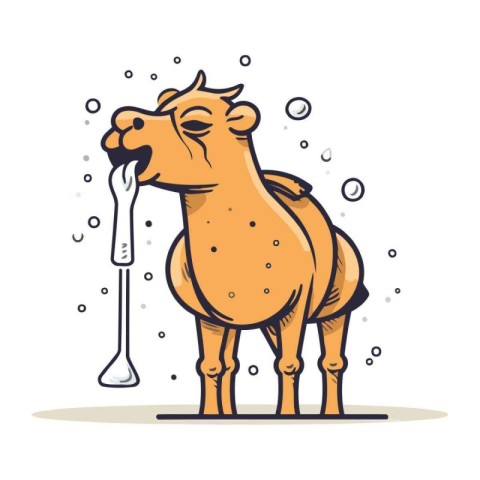 Camel with a toothbrush. Vector illustration on white background