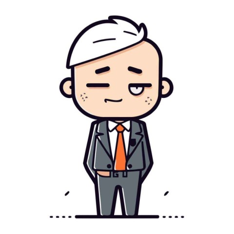 Cute Cartoon Businessman Vector Illustration. Businessman Charac