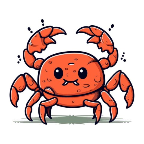 Cute cartoon crab. Vector illustration. Isolated on white backgr