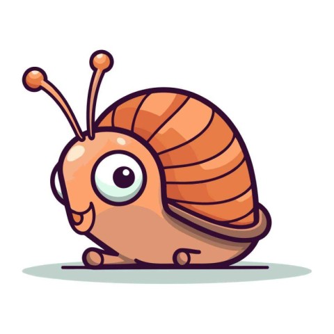 Cute cartoon snail. Vector illustration on white background. Iso