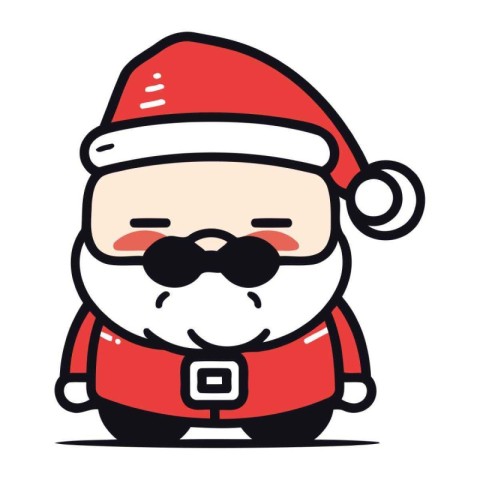 Cute cartoon santa claus with glasses. Vector illustration.