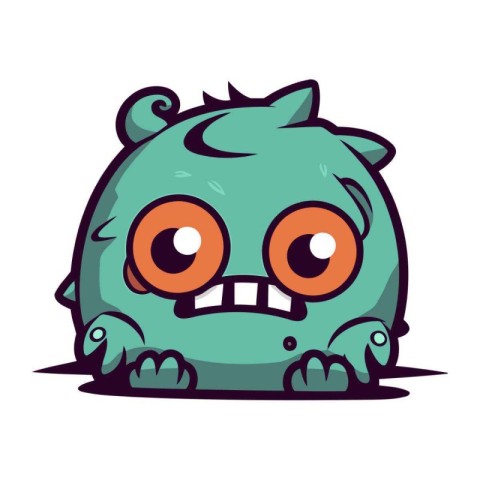 Monster Cartoon Mascot Character Vector Illustration. Cute Monst