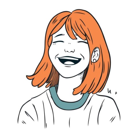 Vector illustration of a happy red haired girl with an open mout