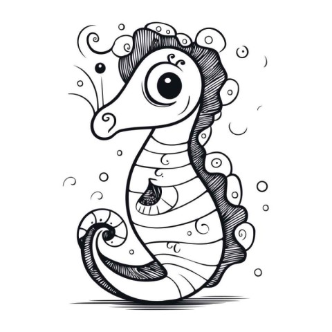 Seahorse. Vector illustration in doodle style isolated on white