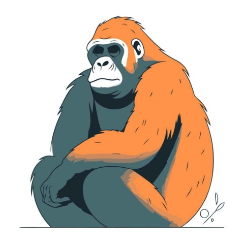 Gorilla sitting on the ground. Vector illustration of a gorilla.