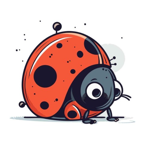 Cartoon ladybug. Cute vector illustration. Isolated on white bac