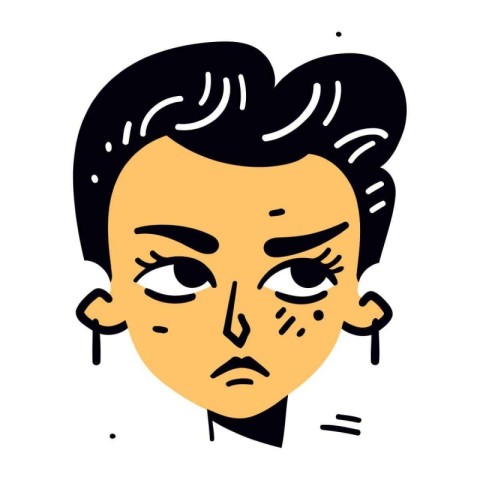 Crying woman face. Vector illustration in doodle style.