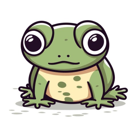 Frog cartoon character vector illustration. Cute green frog icon