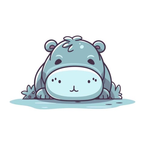 Cute hippo. Vector illustration of a cartoon hippo.