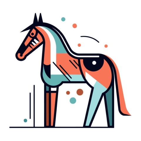 Vector illustration of a horse in a flat style on a white backgr