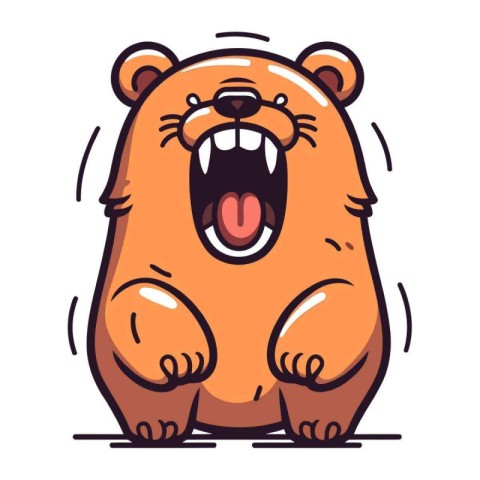 Cartoon funny bear. Vector illustration isolated on a white back