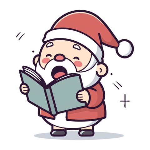 Santa Claus reading a book. Cartoon vector illustration. Santa C