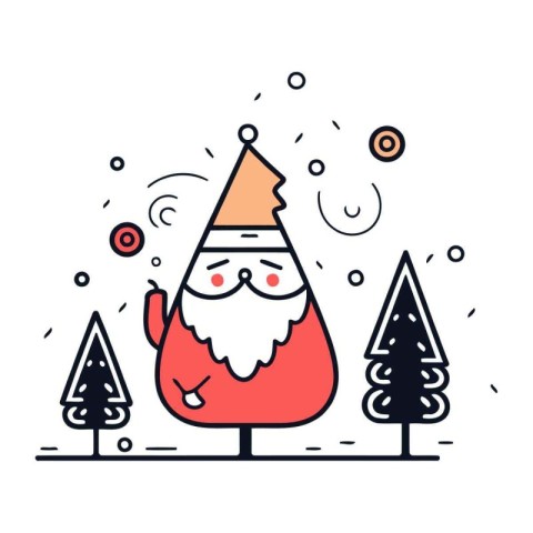 Christmas greeting card with cute Santa Claus. Vector illustrati