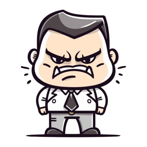 Angry Boss   Cartoon Vector Illustration.