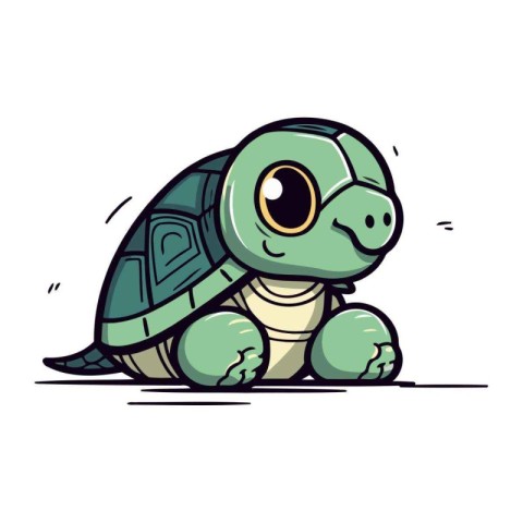 Cute cartoon turtle. Vector illustration isolated on a white bac