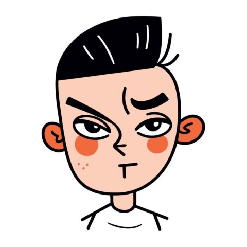 Facial expression of a young man. Vector illustration in cartoon