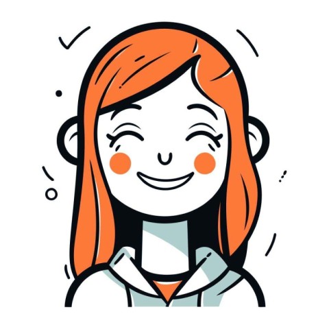 Vector illustration of a cute girl with red hair in a white coat