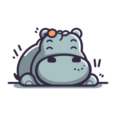 Cute hippopotamus. Vector illustration of a cartoon hippo.