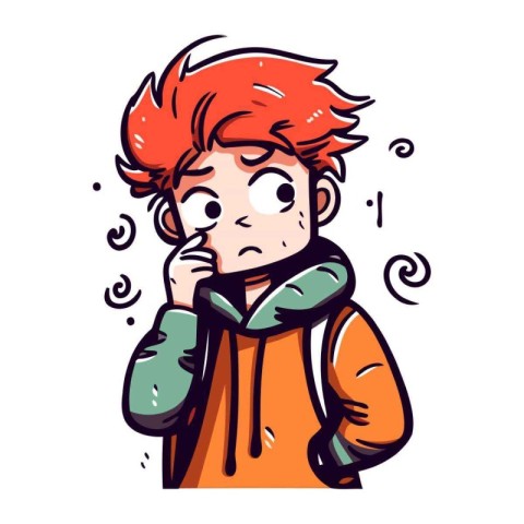 Vector illustration of a boy with red hair. dressed in a jacket