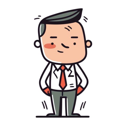 Businessman with hands in pockets. Vector illustration in thin l