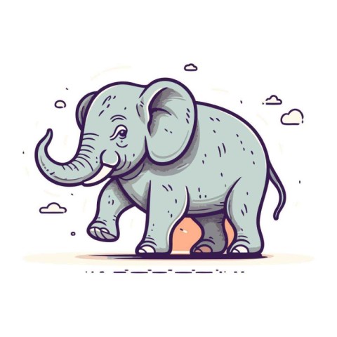 Cute elephant. Vector hand drawn illustration. Isolated on white