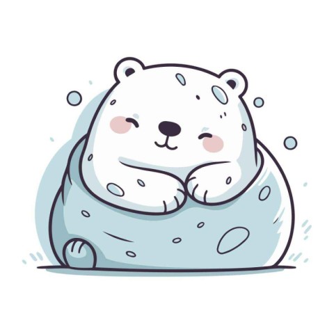 Cute cartoon polar bear on a white background. Vector illustrati