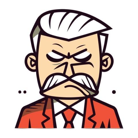 Vector illustration of a sad man in a red shirt and tie.