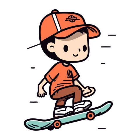 Boy riding a skateboard. Vector illustration on a white backgrou