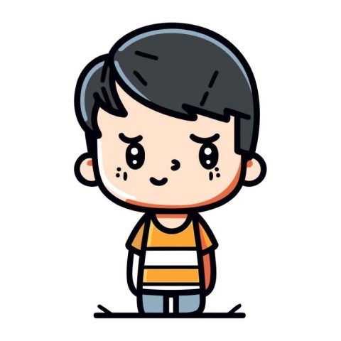 Illustration of a Kid Boy Wearing a T Shirt Vector