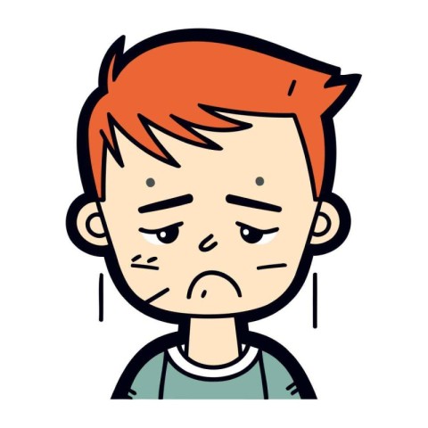 Illustration of a sad boy with facial expression. Vector illustr