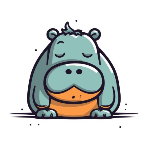 Cute hippo vector illustration. Cute cartoon hippo character.